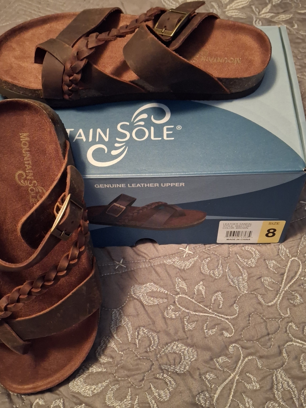 Mountain Sole Women’s Brown Braided Leather Slide Sandals